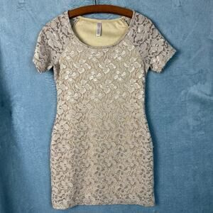 PinkBlush Maternity Women Cocktail Floral Lace Sheath Dress Cream Bodycon Medium